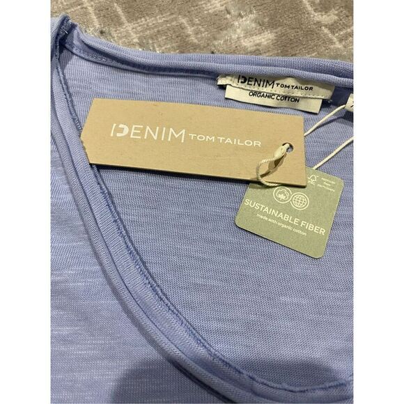 NWT XL, Tom, Tailor denim organic cotton T-shirt distressed look long sleeve tee - Picture 3 of 6
